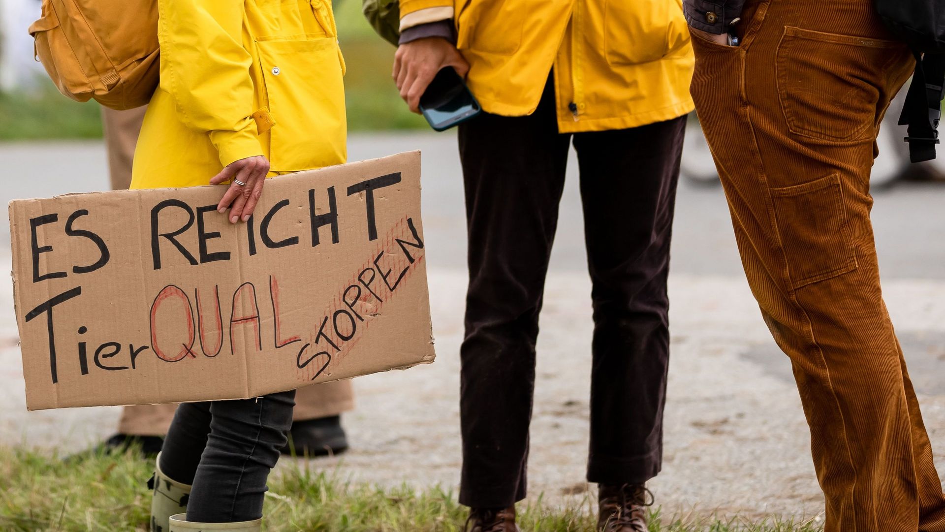 Demonstrationsschild "Es reicht - Tierfabriken stoppen"